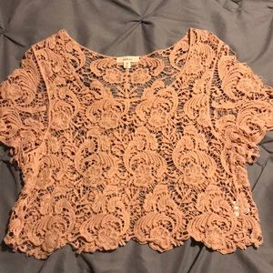 Coral crochet style crop top